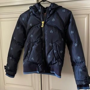 Darling juicy couture jacket dark blue with light blue crowns and gold J size 12